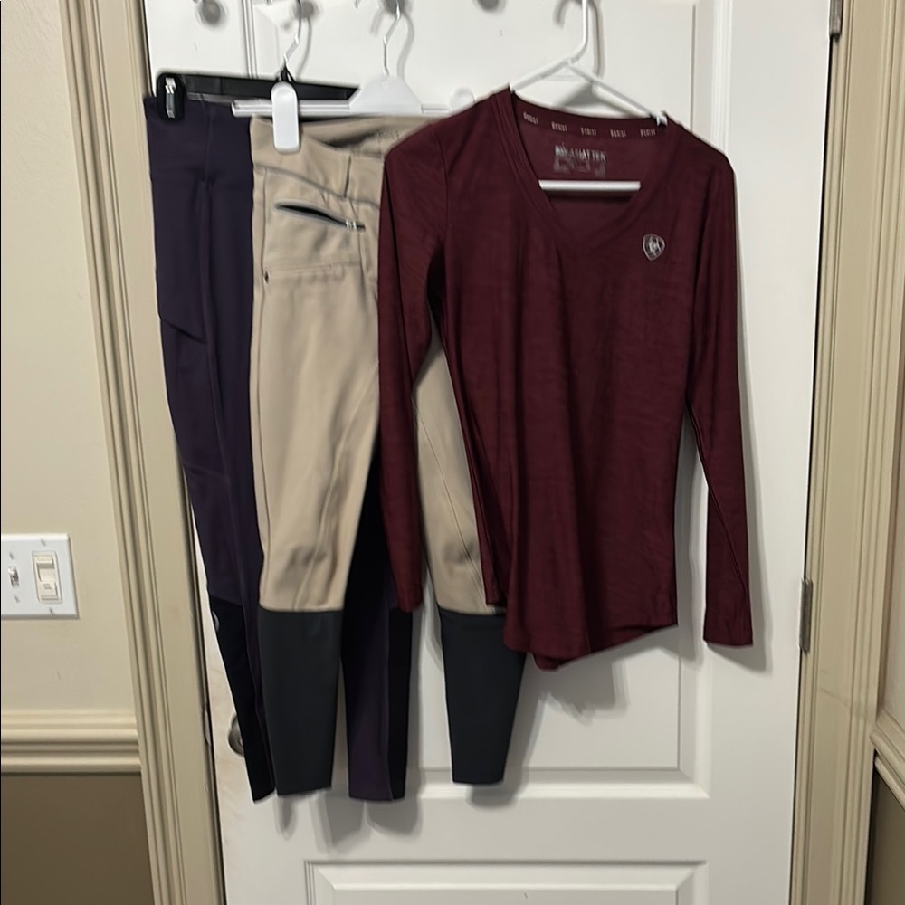 Ariat Burgundy Long Sleeve Top and Riding Pants Set